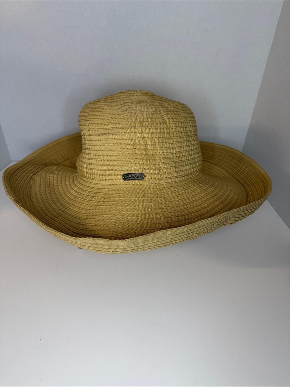 Packable Wide-Brim Sun Hat in Mustard Yellow